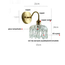Helnys Nordic LED Wall Light with Pull Chain Switch, Crystal Glass Bedside Lamp