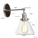 Helnys Vintage Industrial LED Wall Sconce with Pull Chain Switch Glass Bathroom Lamp
