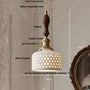 Helnys Walnut Wood LED Pendant Lights with Ceramic Knob Switch