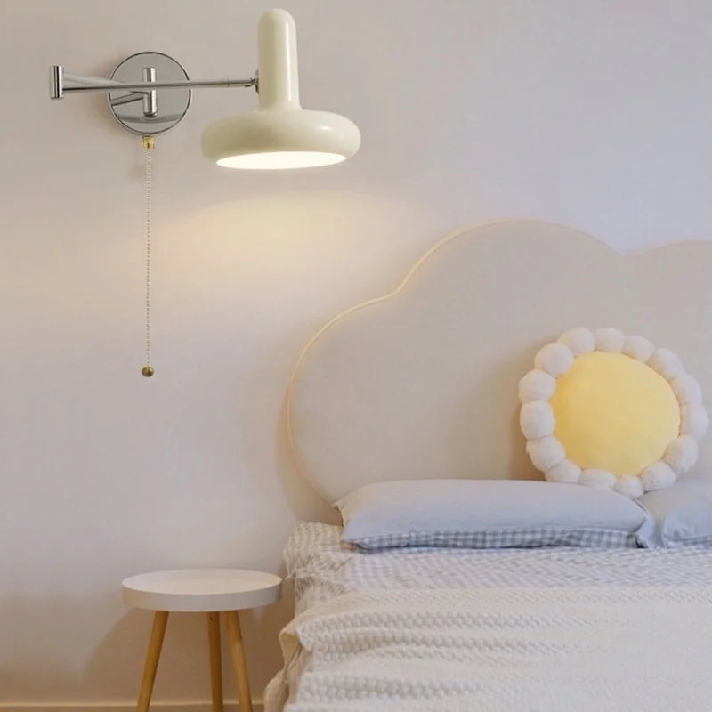 Helnys Rotatable Nordic LED Wall Sconce with Pull Chain Switch for Indoor Spaces