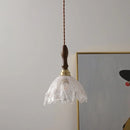 Helnys Nordic LED Pendant Lamp Walnut Wood Glass Hanging Light