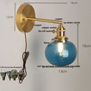 Helnys Nordic LED Wall Light Clear Glass Pull Chain Switch Bedside Lamp