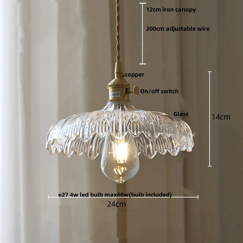 Helnys Amber Glass LED Hanging Lamp Adjustable Nordic Stair Pendant Light