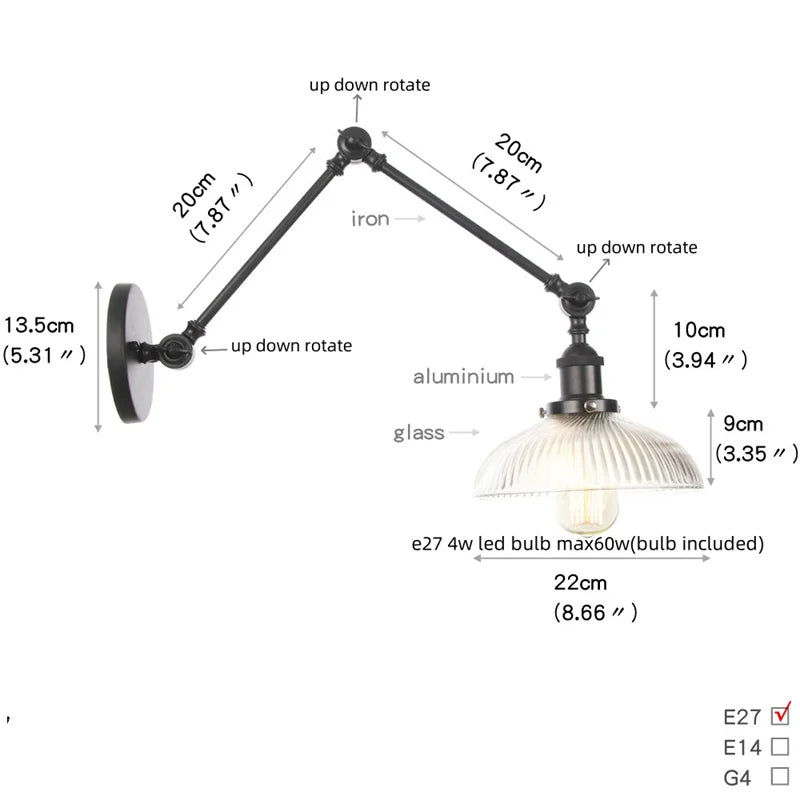 Helnys Swing Arm LED Wall Lights for Home Decor and Bedside Lamp