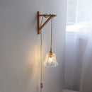 Helnys Flower Design LED Wall Lamps, White Green Glass Wood Light