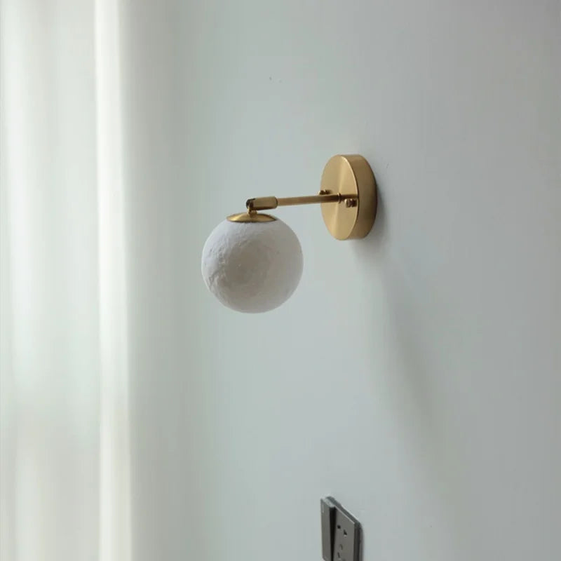 Helnys Modern Nordic LED Wall Lights - White Moon Up Down Rotate Bedside Lamp