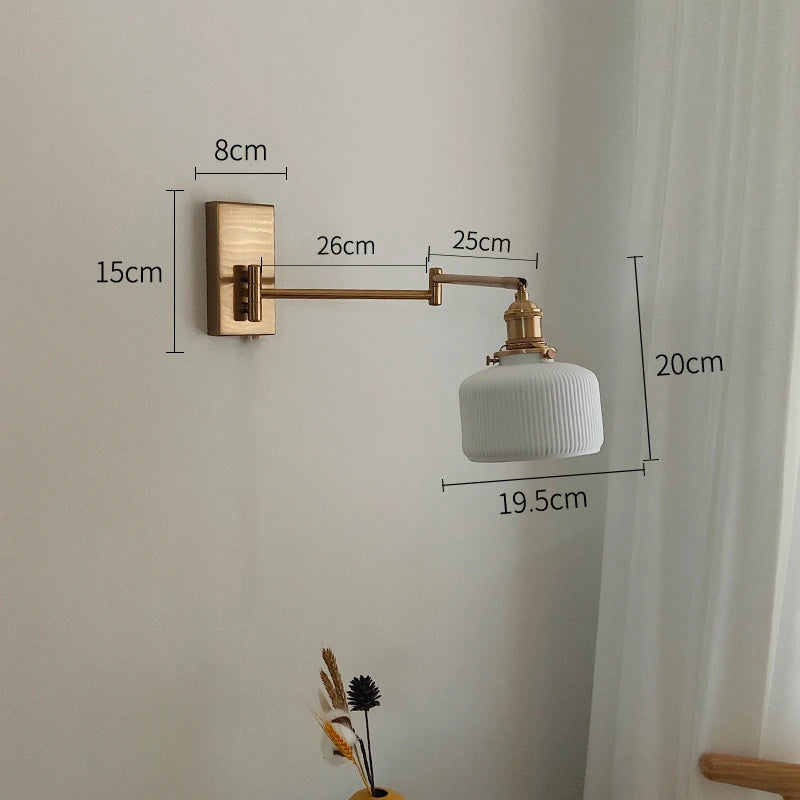 Helnys Nordic LED Wall Sconce Left Right Rotate Pull Chain Switch Stair Light