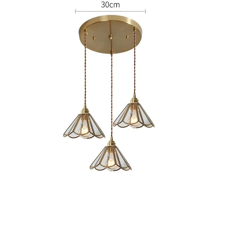 Helnys Glass LED Pendant Lights: Modern Copper Hanging Lamp for Bedroom, Dining, Restaurant