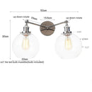 Helnys Retro LED Wall Light Fixtures with Pull Chain Switch, Industrial 2 Heads Sconce