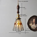 Helnys Vintage Europe Style LED Pendant Light with Wood, Copper, Glass Lampshade