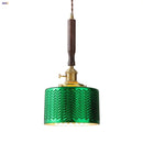 Helnys Nordic LED Pendant Lights Green Glass Copper Knob Switch Hanging Lamp