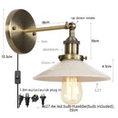 Helnys White LED Wall Lights - Industrial Style Bedside Lamp