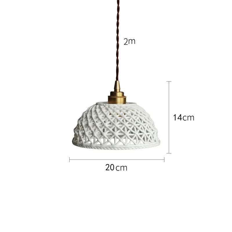 Helnys Bule Ceramic LED Pendant Lamp Modern Nordic Hanging Light for Bedroom Restaurant