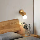 Helnys Wood LED Wall Light with Pull Chain Switch, Modern Copper Vanity Lamp
