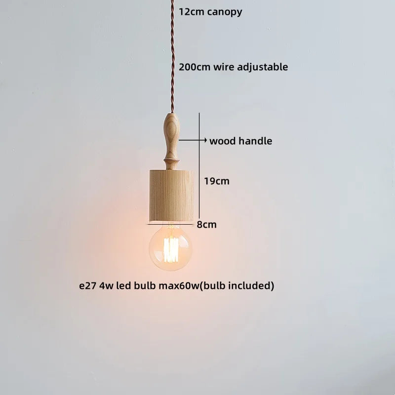 Helnys Amber Glass LED Pendant Light - Japan Style Hanging Lamp