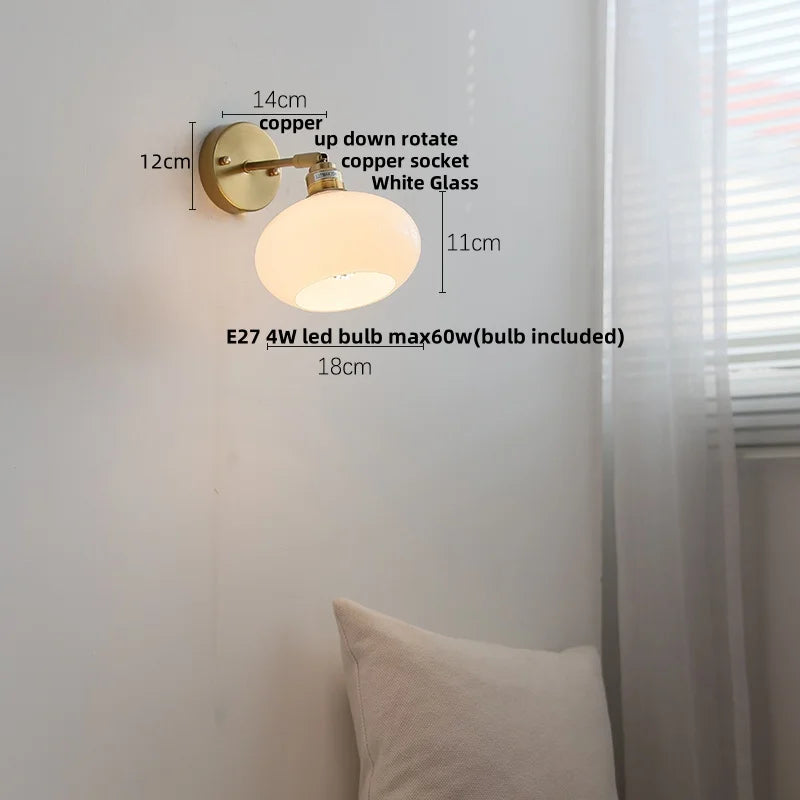 Helnys Modern Glass Wall Sconce with Pull Chain Switch - Nordic Style
