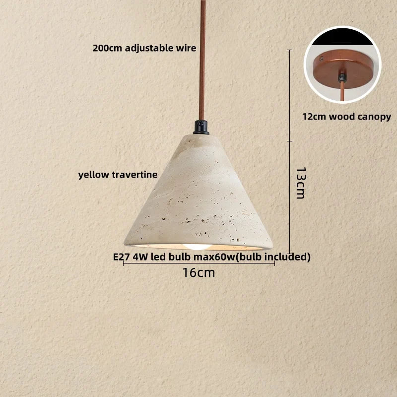 Helnys Yellow Travertine Pendant Lamp, Japanese Style Aisle Bedroom Light