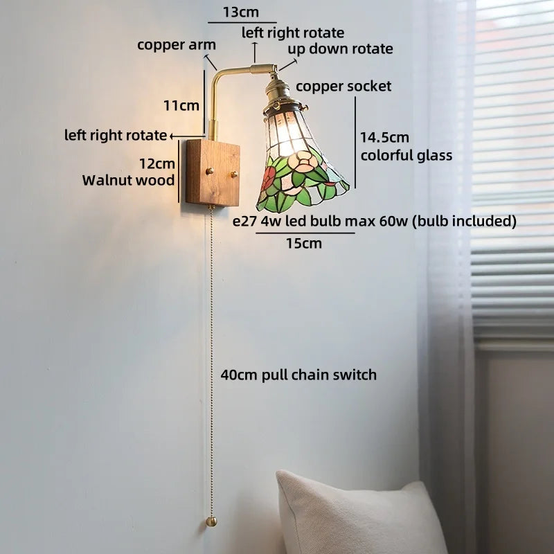Helnys Square Glass LED Wall Lamp Gold Color Swing Arm Interior Lighting