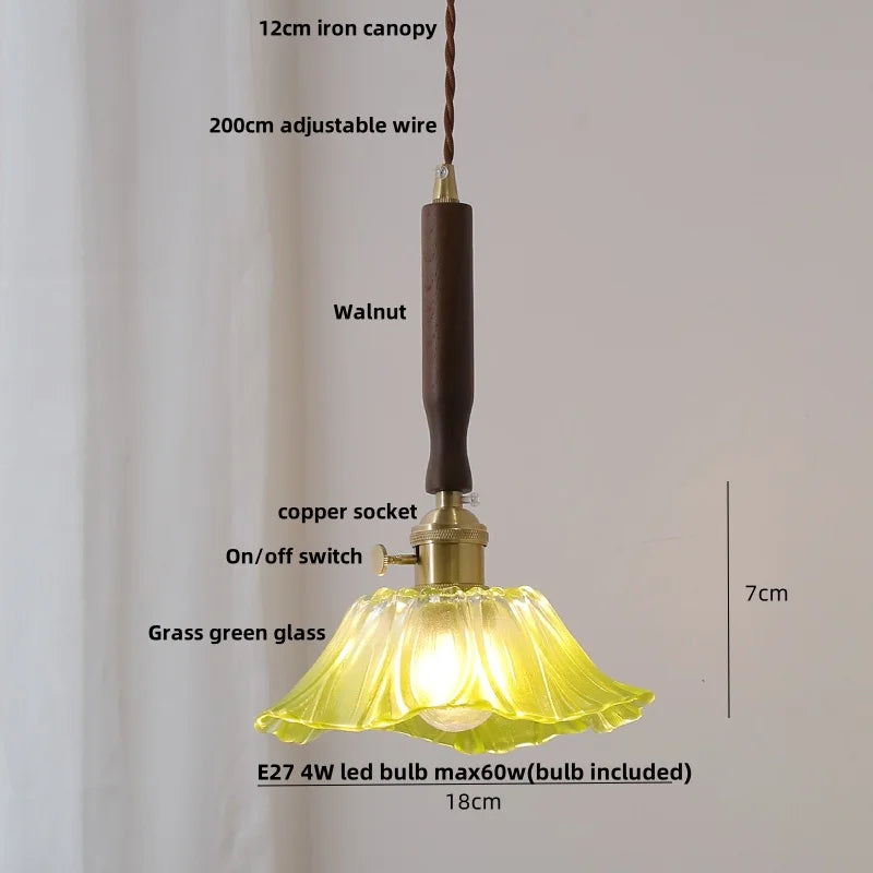 Helnys White Ceramic LED Pendant Light with Walnut Wood Detail - Nordic Modern Design