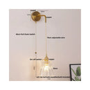 Helnys Clear Glass LED Wall Lamp with Pull Chain Switch for Modern Luxury Home Decor