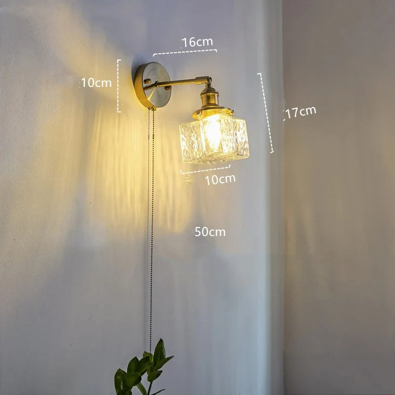Helnys Copper Glass LED Bathroom Mirror Light Sconce, Nordic Modern Wall Lamp