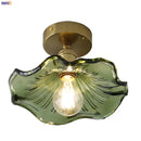 Helnys Green Glass Copper LED Ceiling Lights for Home Lighting in Bedroom Corridor Balcony