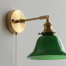 Helnys Green Loft LED Wall Light Fixture Glass Rotate Vintage Pull Chain Switch