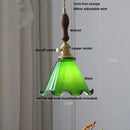 Helnys Amber Glass Pendant Lights with Brass Knob Switch and LED