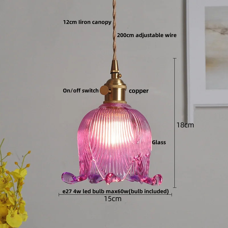 Helnys Amber Glass LED Pendant Light Fixture Modern Simple Adjustable Hanging Light