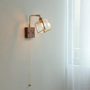 Helnys Walnut LED Wall Sconce Pull Chain Switch Rotatable Stair Light Fixture