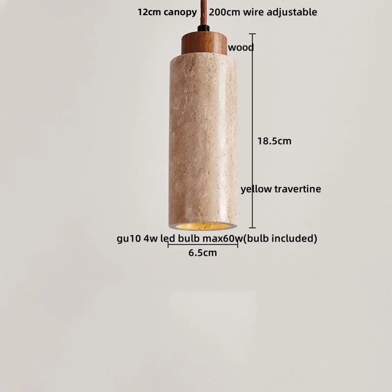 Helnys Yellow Travertine LED Pendant Light - Nordic Modern Adjustable Hanging Lamp