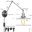 Helnys Vintage Industrial Style Long Arm LED Wall Sconce Bedside Lamp