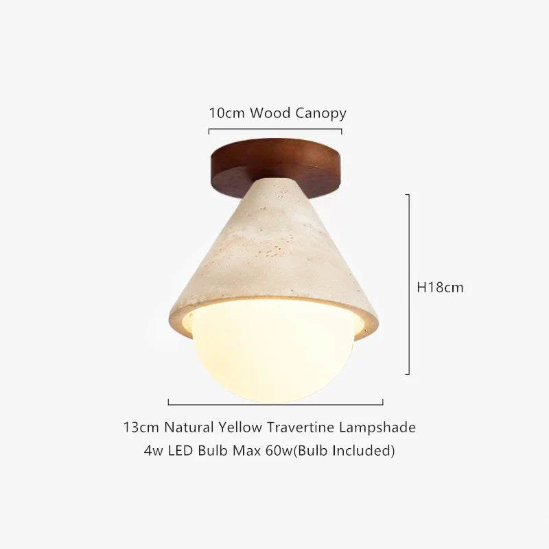 Helnys Yellow Travertine LED Ceiling Light - Wabi Sabi Home Decor