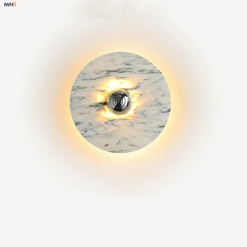 Helnys Marble LED Wall Sconce Round Modern Indoor Decor Light