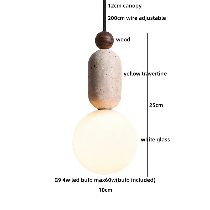 Helnys Wood Handle LED Pendant Lamp Modern Hanging Light for Home Décor