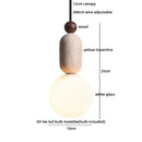 Helnys Circular LED Pendant Light Micro Cement Wood Vintage Hanging Lamp
