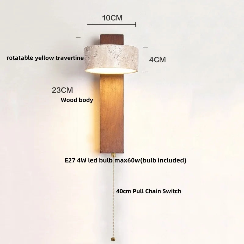 Nordic Modern Helnys Wood Canopy LED Wall Lights Iron Bedside Lamp
