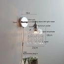 Helnys Modern Crystal LED Wall Sconce Silver Iron Bedroom Living Room Lamp