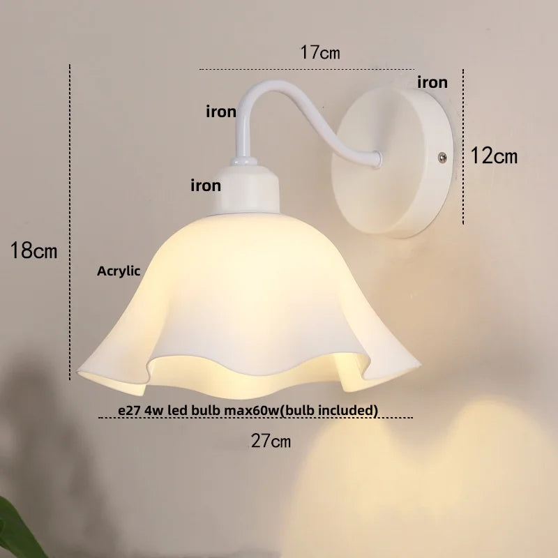 Helnys Glass Iron LED Wall Sconce Pull Chain Switch Stair Light Nordic Fixture