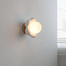 Helnys Flower Shape LED Wall Sconce Lamp for Kids Room White Resin Glass Ball
