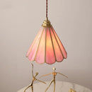 Helnys Glass Pendant Lamp Flower Pink Adjustable LED Hanging Lights