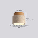 Helnys Round Stone LED Ceiling Lamp Wood Canopy White Japan Style Light Fixture