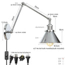 Helnys Vintage White LED Wall Sconce with Pull Chain Switch