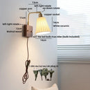 Helnys Vintage Brass Ceramic LED Wall Lamp with Pull Chain Switch