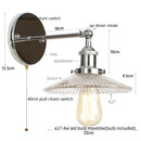 Helnys Industrial Loft LED Wall Lights Plug In Iron Bedside Lamp for Bedroom