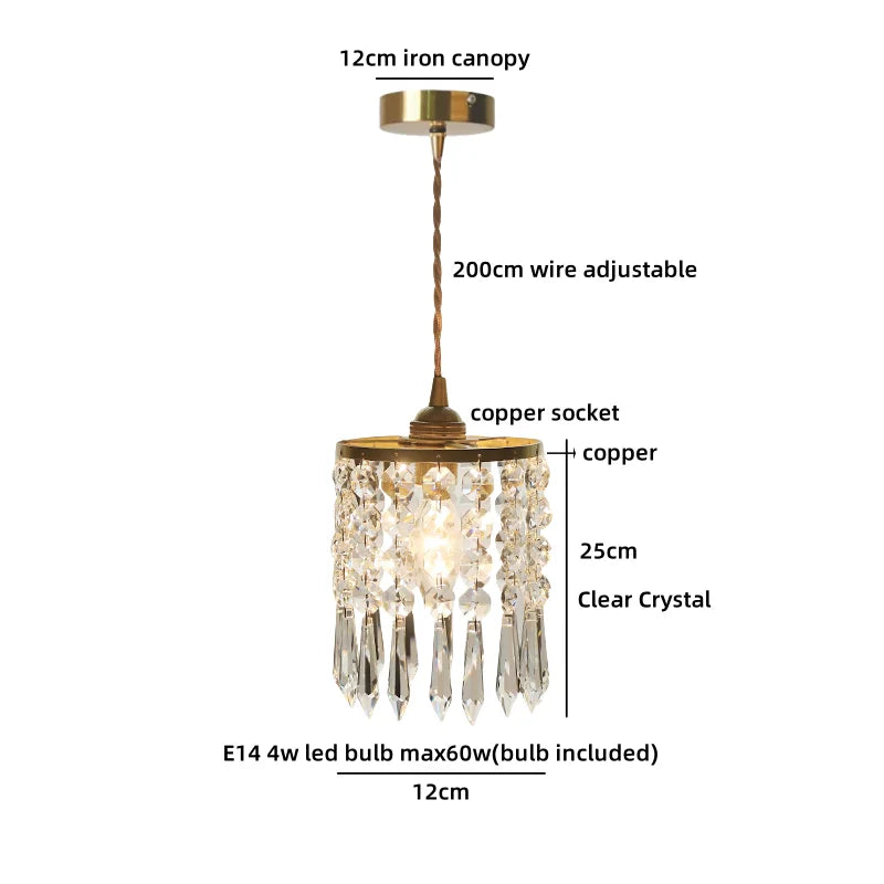 Helnys Clear Glass LED Pendant Light Modern Brass Hanging Lamp