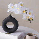 Helnys Black Ceramic Vase Donuts Flower Pot Decoration Interior Office Desktop Decor