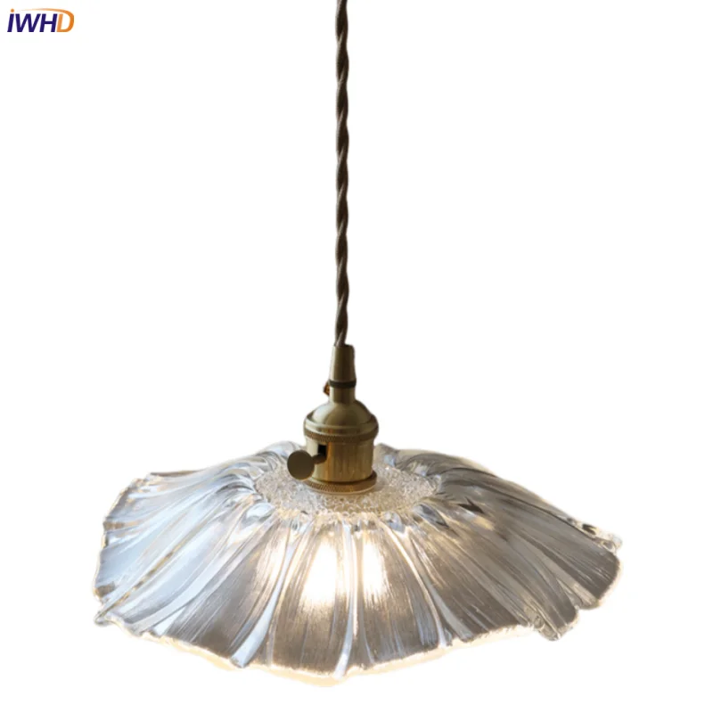 Helnys Glass Brass LED Pendant Light for Home Decor Dining Room Study