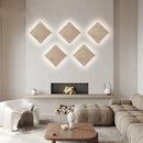 Helnys Square Yellow Travertine LED Wall Lamp Sconce for Bedroom & Restaurant