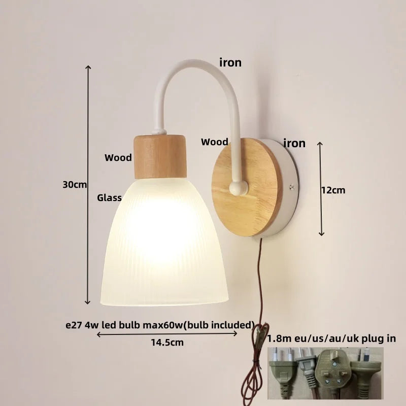 Helnys Simple LED Wall Lamp Sconce Modern Glass Bathroom Light